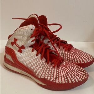 Under Armour Red and White Athletic Shoes for Men Size 9.5